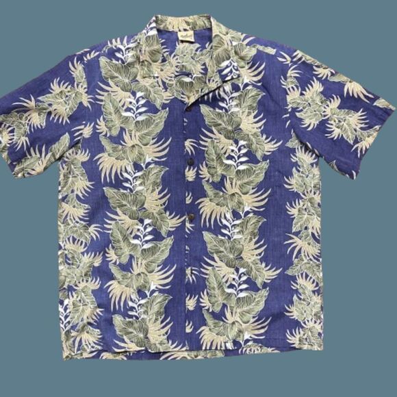 Royal Creations Vintage Hawaiian Casual Blue Green Button Front Shirt Men's XL - Picture 1 of 8